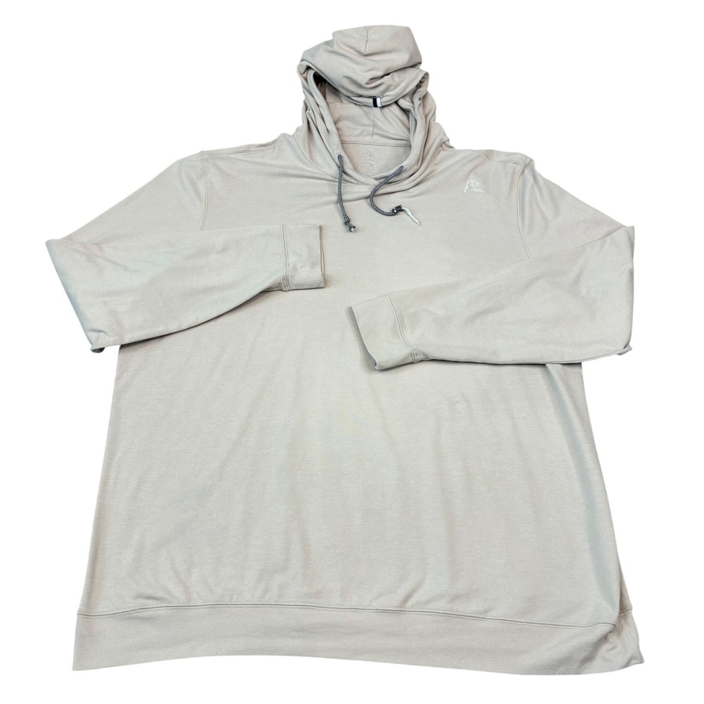 Rhoback Hoodie Men XXL Tan Solid Performance Long Sleeve Activewear Pullover